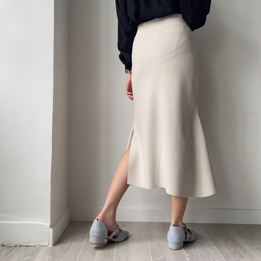 Unbalanced Fishtail Split Midi Skirt (2colors)