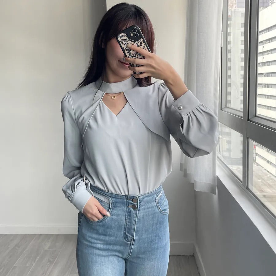 Heart Hollow Out Blouse (2colors)